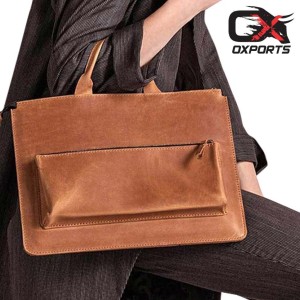 Leather laptop bag handle briefcase, zipper laptop case Personalized