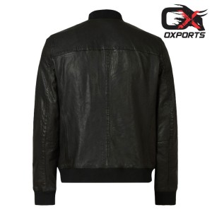 Black Kauai Leather Bomber Jacket