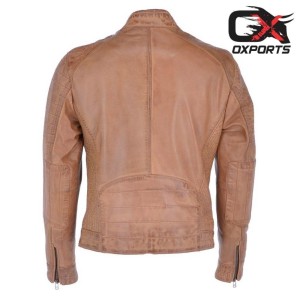 Dublin Tan Biker Leather Jacket