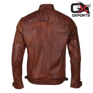 Ljubljana Tan Biker Leather Jacket