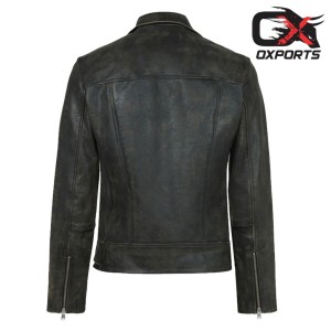 Miami Black Leather Biker Jacket