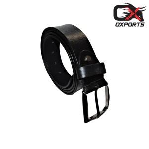 Oxports grain black leather belt